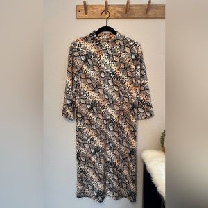ZARA | 💎 Rare 💎 Snakeskin Animal Pattern Print Midi Dress Women’s Small